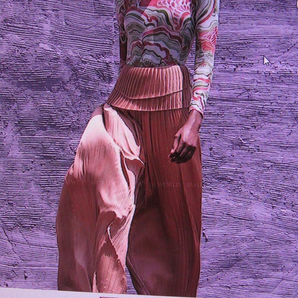 NEW   2 PAIR,  ANDRES IYAMAH, LINEA SILKY WIDE LEG PANTS, Sz S, ORG $ 650 - Picture 3 of 5